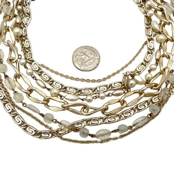 Arthur Pepper ART Vintage Multi Strand Layered Gold Necklace - Picture 6 of 9